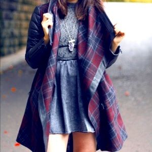 All Saints Plaid Jacket with Leather Sleeves size US4/UK8